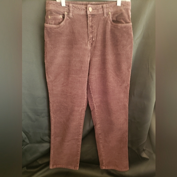 Bill Blass Women's Stretch Corduroy Pants 12 Petite Dark Chocolate Brown FF156 - Picture 1 of 8